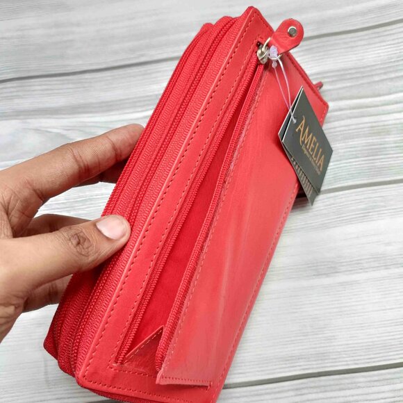 Genuine Leather Checkbook Cover, Credit Card Organizer, Long Checkbook Wallet - Picture 7 of 10